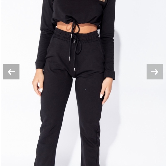 Black Cropped Hoodie & Jogger Lounge Set - Picture 2 of 8